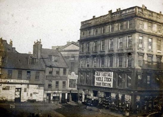 A photo of the Temperance Hotel (centre) roughly 20 years after Douglass and Garrison's visit of 1846. The original Town Hall can be seen behind the hotel.